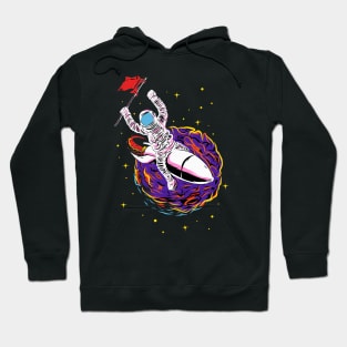 The flying Astronaut on a colourful Rocket Hoodie